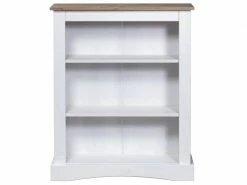 Magnifique étagères Reference Yaren Bibliothèque à 3 Niveaux Pin Mexicain Corona Blanc 81x29x100 Cm