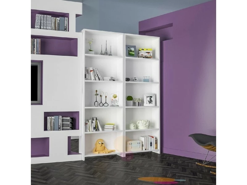 Homemania Bibliothèque Loule - Blanc - 55 X 20 X 169 Cm – Image 4