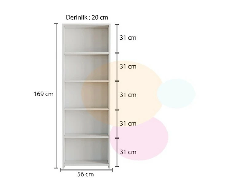 Homemania Bibliothèque Loule - Blanc - 55 X 20 X 169 Cm – Image 5
