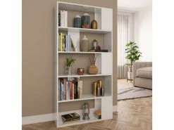 Stylé étagères Reference Thimphou Bibliothèque/séparateur De Pièce Blanc Brillant 80x24x159 Cm