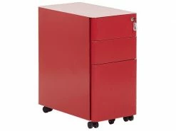 BELIANI Caisson à Roulettes En Métal Rouge Avec 3 Tiroirs Bolsena