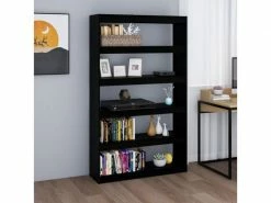 Vidaxl Bibliothèque/séparateur De Pièce Noir 100x30x167,5cm Pin Massif