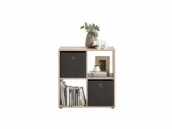 TERRE_DE_NUIT Bibliothèque Escalier 4 Cases En Bois Imitation Chêne - Bi13040-2