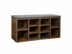 Vasagle Banc à Chaussures, étagère à Chaussures, Meuble De Rangement, 10 Compartiments, Organisateur, Avec Coussin, Pour Entrée, 104 X 30 X 48 Cm, Marron Rustique Lhs10bx