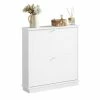 Sobuy Fsr99-w Meuble De Rangement à Chaussures Armoire à Chaussures Commode à Chaussures 2 Abattants Meuble D'entrée Coffre Rangement Pour Chaussures – Blanc