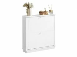 Sobuy Fsr99-w Meuble De Rangement à Chaussures Armoire à Chaussures Commode à Chaussures 2 Abattants Meuble D'entrée Coffre Rangement Pour Chaussures – Blanc