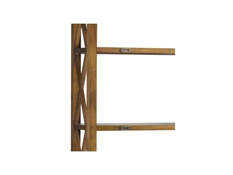 DECORATION_D_AUTREFOIS Bibliothèque 2 Tiroirs Bois Bronze Marron 80x35x165cm - Bois, Bronze - Décoration D'autrefois – Image 3