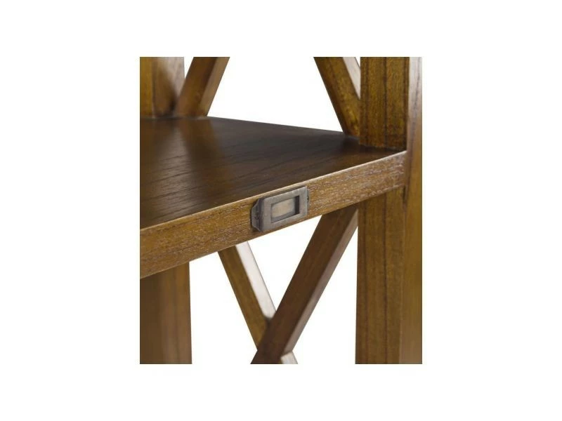 DECORATION_D_AUTREFOIS Bibliothèque 2 Tiroirs Bois Bronze Marron 80x35x165cm - Bois, Bronze - Décoration D'autrefois – Image 4