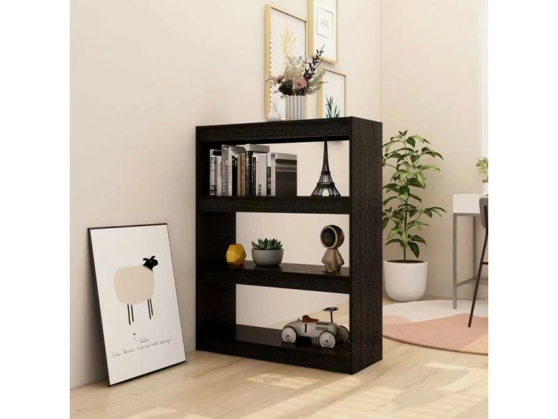 Vidaxl Bibliothèque/séparateur De Pièce Noir 100x30x103 Cm Pin Massif – Image 2