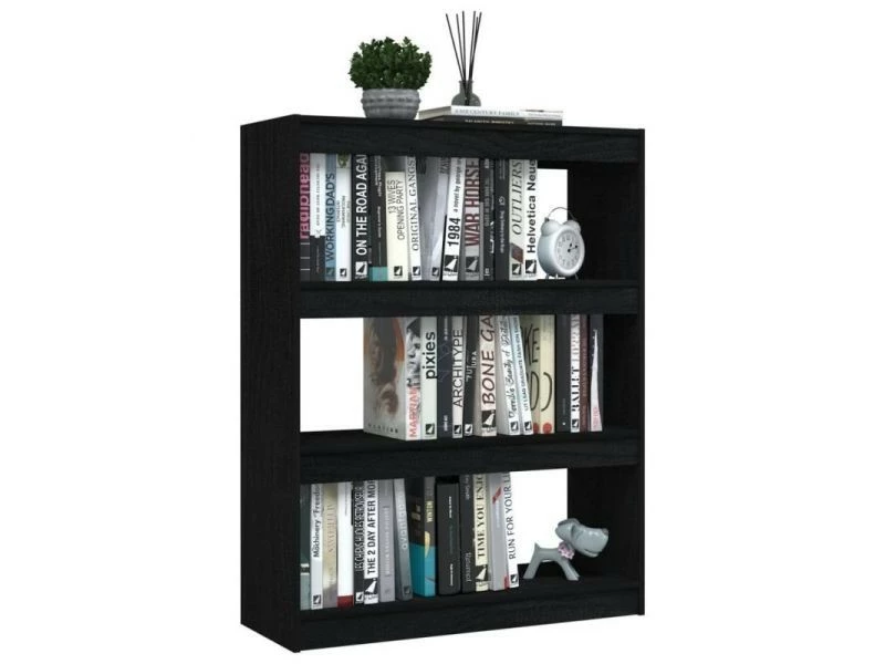 Vidaxl Bibliothèque/séparateur De Pièce Noir 100x30x103 Cm Pin Massif – Image 3