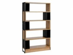 Bibliothèque 5 étagères Bois/métal - Louisa - L 118.5 X L 36 X H 202.5 - Neuf