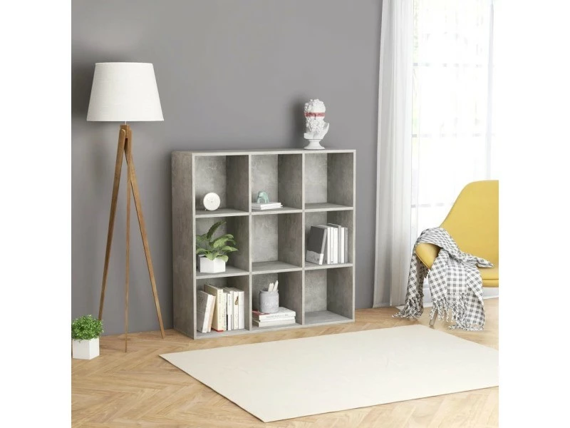 Chic étagères Categorie Libreville Bibliothèque Gris Béton 98x30x98 Cm Aggloméré
