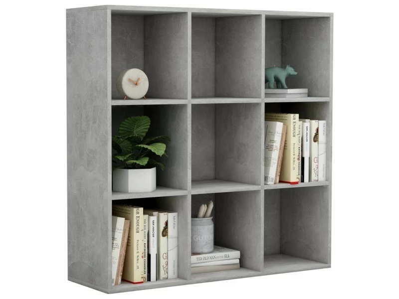 Chic étagères Categorie Libreville Bibliothèque Gris Béton 98x30x98 Cm Aggloméré – Image 2