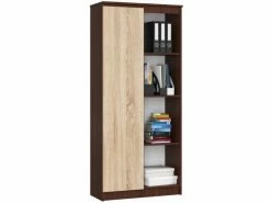 Frida - Bibliothèque Bureau Style Moderne Salon/cabinet - 80x180x35 - 1 Porte+8 Tablettes - Sonoma