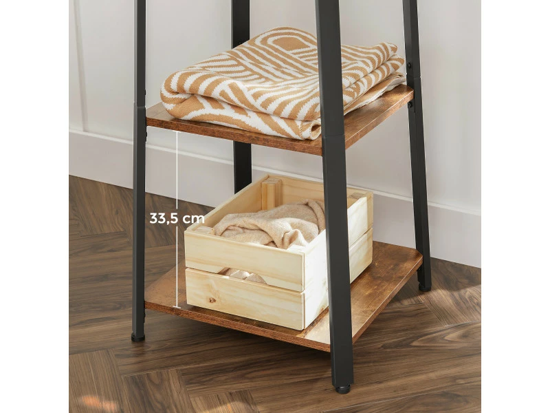 VASAGLE Porte-manteaux, Vestiaire, Portant à Vêtements, Avec étagère à 3 Niveaux, Crochets Et Tringles, Cadre En Acier, Style Industriel, Marron Rustique Et Noir, LCR80X – Image 3