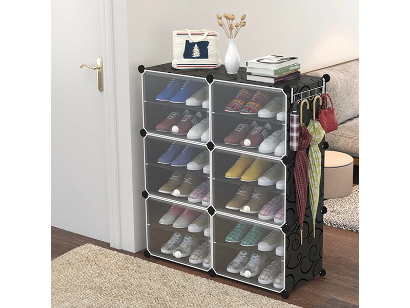 3 Couches 12 Grilles Chaussures Armoire Rangement Organisateur étagère à Chaussures Anti-poussière Standin – Image 3