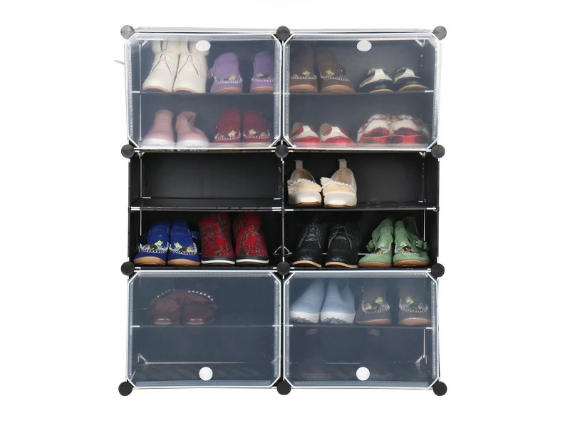 3 Couches 12 Grilles Chaussures Armoire Rangement Organisateur étagère à Chaussures Anti-poussière Standin – Image 5