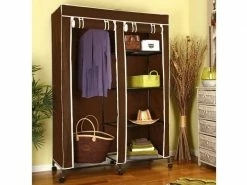 Penderie Contemporain Armoire De Rangement Avec Penderie & 5 étagères