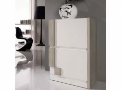 TOUSMESMEUBLES Meuble à Chaussures Blanc/chêne Clair - Louba - L 60 X L 31.6 X H 87.3 - Neuf