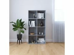 Inedit étagères Ensemble New Delhi Bibliothèque/buffet Gris Brillant 66 X 30 X 130 Cm Aggloméré