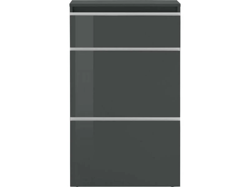 Range-chaussures Moderne, Made In Italy, Avec 2 Portes Et 1 Porte Abattante, Range-chaussures D'entrée, Cm 60x27h108, Couleur Anthracite Brillant – Image 5