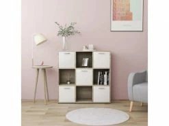 Moderne étagères Edition Saint John’s Bibliothèque Blanc Et Chêne Sonoma 90x30x90 Cm Aggloméré