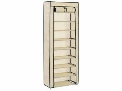 Splendide Rangements Pour Armoires à Vêtements Famille Port-louis Armoire à Chaussures Avec Housse Crème 57x29x162 Cm Tissu