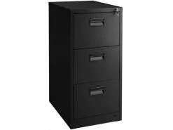 HELLOSHOP_26 Armoire De Bureau Verrouillable étagère Meuble 3 Tiroirs Noir Helloshop26 08_0000376