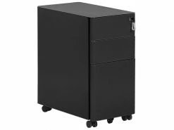 BELIANI Caisson à Roulettes En Métal Noir Avec 3 Tiroirs Bolsena