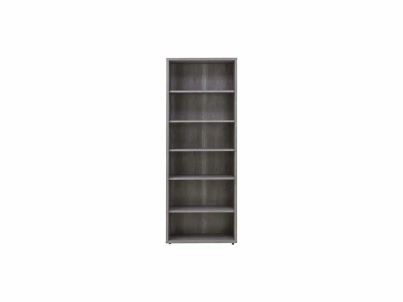 MEUBLETMOI Grande Bibliothèque 6 Niches Décor Gris Béton Hauteur 217 Cm - Reverso – Image 2