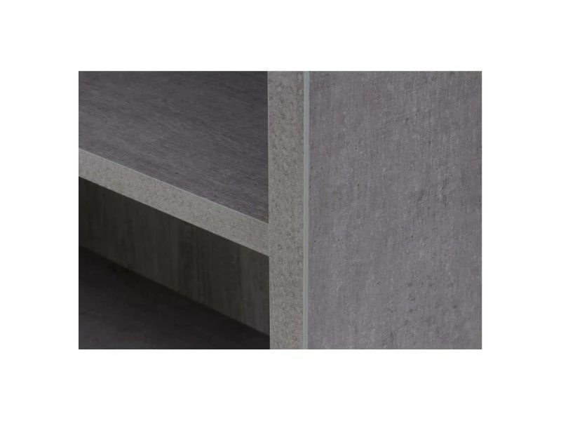 MEUBLETMOI Grande Bibliothèque 6 Niches Décor Gris Béton Hauteur 217 Cm - Reverso – Image 3
