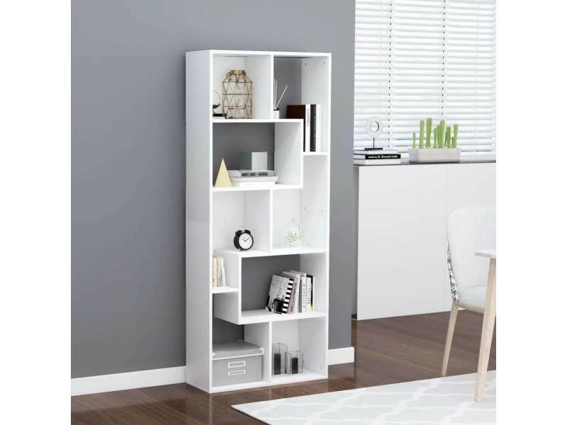 Icaverne - Bibliothèques Gamme Bibliothèque Blanc 67x24x161 Cm Aggloméré – Image 2