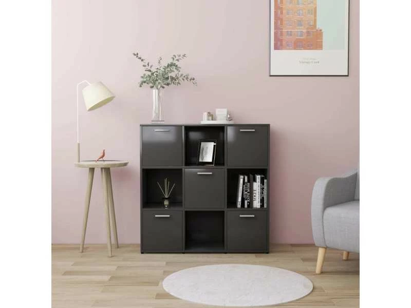 Icaverne - Bibliothèques Reference Bibliothèque Gris 90x30x90 Cm Aggloméré – Image 2