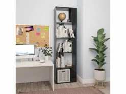 Vidaxl Bibliothèque/séparateur De Pièce Noir Brillant 45x24x159 Cm