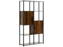 Homcom Bibliothèque Style Industriel 4 étagères Et 2 Portes En Panneaux De Particules Et Métal - Dim. 90l X 30l X 159.5h Cm