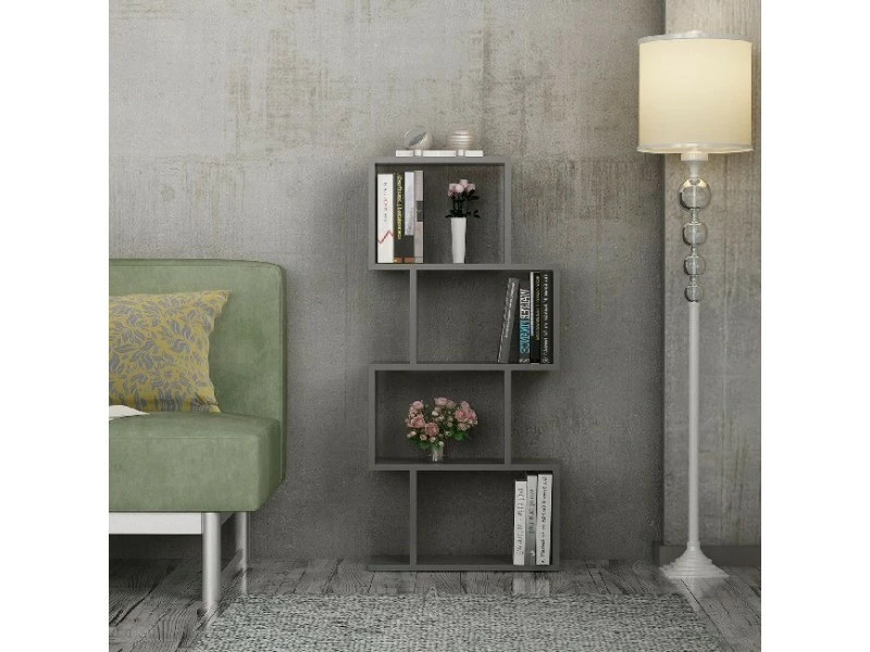 Homemania Bibliothèque Helen - Anthracite - 116,4 X 53,5 X 22 Cm