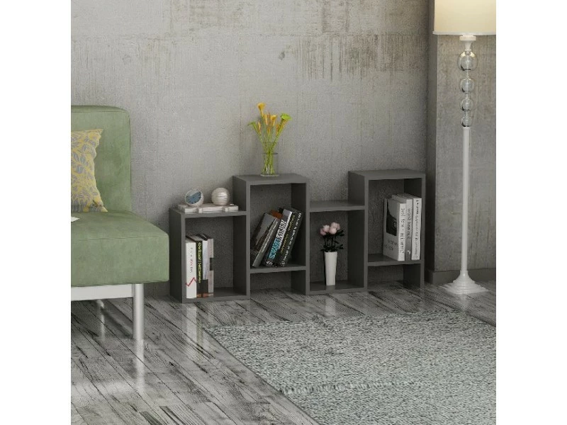 Homemania Bibliothèque Helen - Anthracite - 116,4 X 53,5 X 22 Cm – Image 2