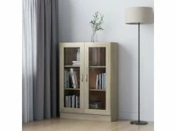 Vidaxl Armoire à Vitrine Chêne Sonoma 82,5x30,5x115 Cm Aggloméré