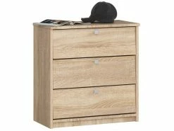 Akord Meuble à Chaussures Mini Chêne Sonoma 60 Cm Armoire 3 Portes Couleur Chêne Sonoma Mat, 3 étagères - 60x31x62 Cm