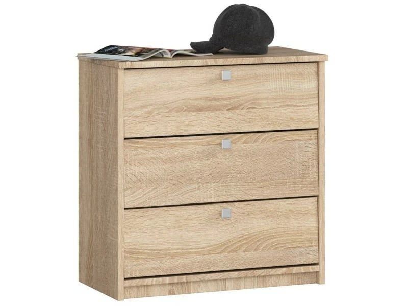 Akord Meuble à Chaussures Mini Chêne Sonoma 60 Cm Armoire 3 Portes Couleur Chêne Sonoma Mat, 3 étagères - 60x31x62 Cm