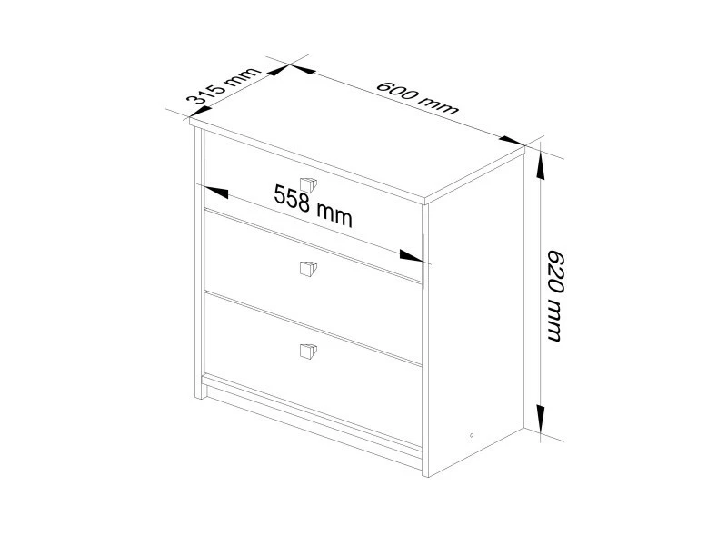 Akord Meuble à Chaussures Mini Chêne Sonoma 60 Cm Armoire 3 Portes Couleur Chêne Sonoma Mat, 3 étagères - 60x31x62 Cm – Image 2