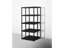 Étagère à 3 Niveaux Avec Double Capacité En Polypropylène, étagère Pour Intérieur Ou Externe, 100% Made In Italy, 80x78h176 Cm, Couleur Anthracite