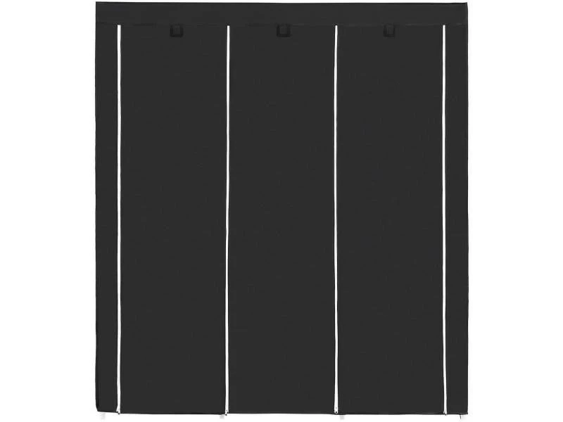 HELLOSHOP_26 Armoire De Rangement Penderie Toile 175 Cm Noir Helloshop26 12_0000190 – Image 2