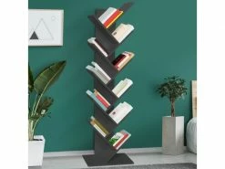 ID_MARKET Etagère Bibliothèque à Livres Tea Forme D'arbre 10 Niveaux Grise