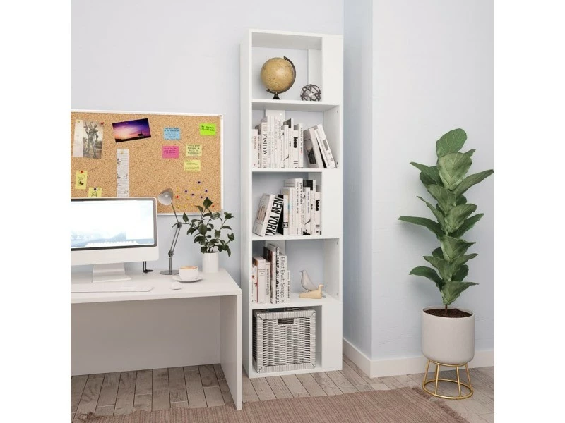 Contemporain étagères Famille Sucre Bibliothèque/séparateur De Pièce Blanc 45x24x159 Cm Aggloméré