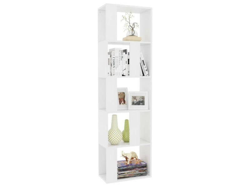 Contemporain étagères Famille Sucre Bibliothèque/séparateur De Pièce Blanc 45x24x159 Cm Aggloméré – Image 2