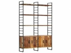 Vidaxl Bibliothèque 4 Niveaux 124x30x180cm Bois Solide De Récupération