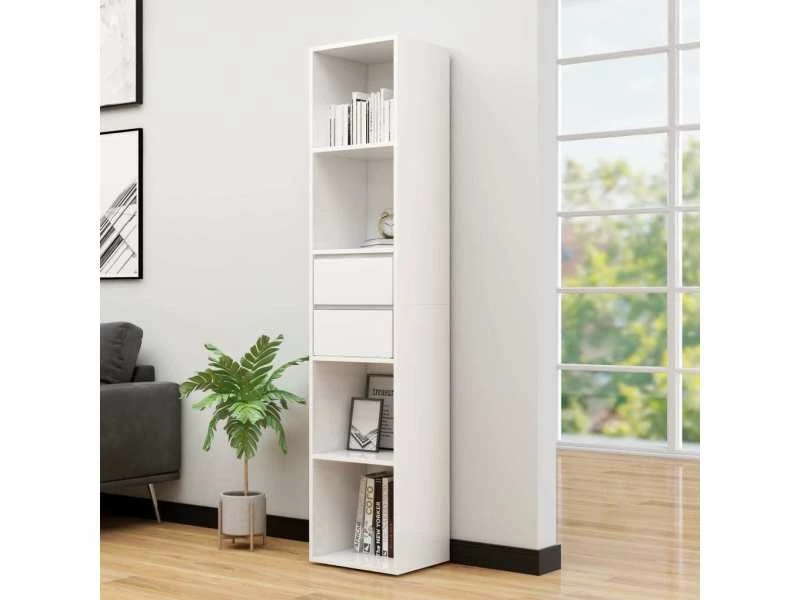 Icaverne - Bibliothèques Ensemble Bibliothèque Blanc Brillant 36x30x171 Cm Aggloméré – Image 2