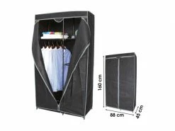 Armoire Penderie Et étagère En Tissu Perla - L. 88 X H. 160 Cm - Gris