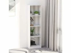 Superbe étagères Edition Basseterre Bibliothèque à 4 Niveaux Blanc Brillant 40x24x142 Cm Aggloméré